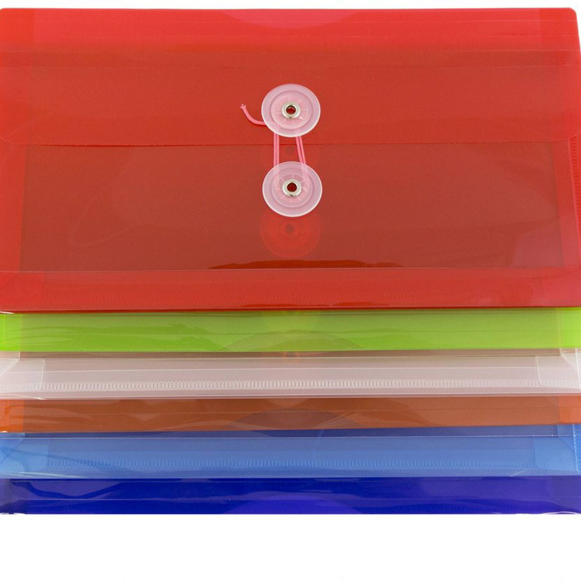 JAM Paper 5.25" x 10" Mixed Plastic Booklet Envelopes, 18ct.